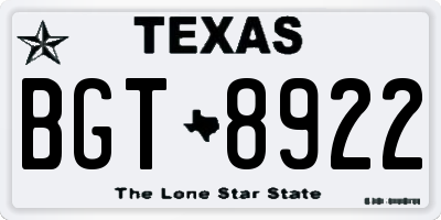 TX license plate BGT8922