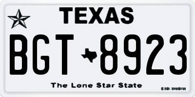TX license plate BGT8923
