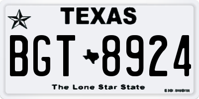 TX license plate BGT8924