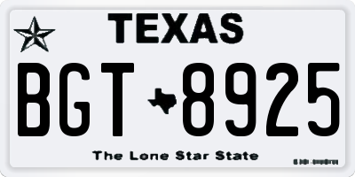 TX license plate BGT8925