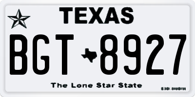TX license plate BGT8927