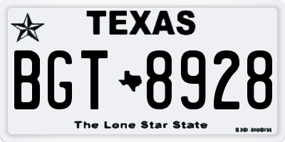 TX license plate BGT8928