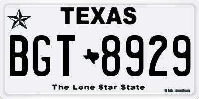 TX license plate BGT8929