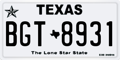 TX license plate BGT8931