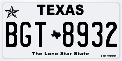 TX license plate BGT8932