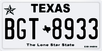 TX license plate BGT8933