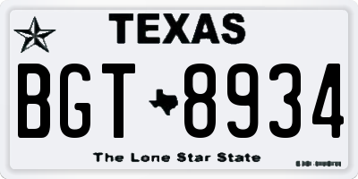 TX license plate BGT8934
