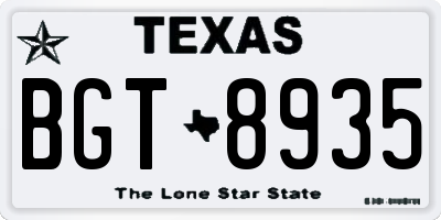 TX license plate BGT8935