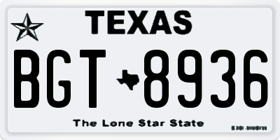 TX license plate BGT8936