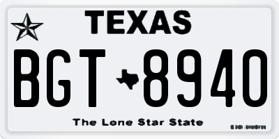 TX license plate BGT8940