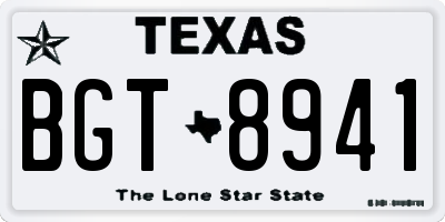 TX license plate BGT8941