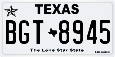 TX license plate BGT8945