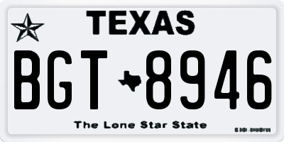 TX license plate BGT8946