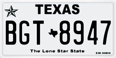 TX license plate BGT8947