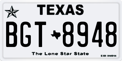 TX license plate BGT8948