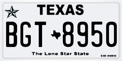 TX license plate BGT8950
