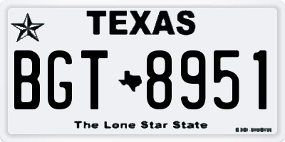 TX license plate BGT8951