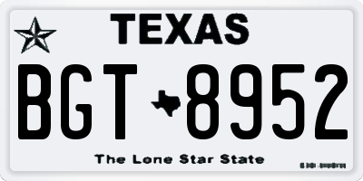 TX license plate BGT8952