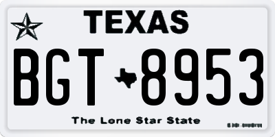 TX license plate BGT8953
