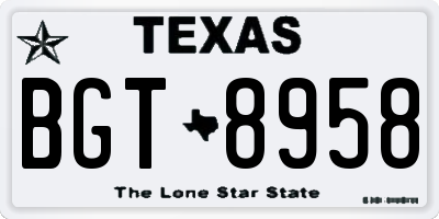 TX license plate BGT8958