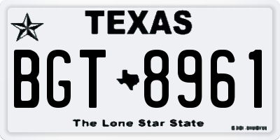 TX license plate BGT8961
