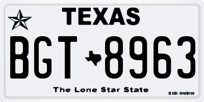 TX license plate BGT8963