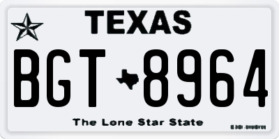 TX license plate BGT8964