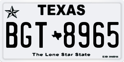 TX license plate BGT8965