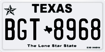 TX license plate BGT8968