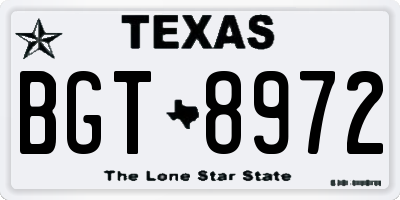 TX license plate BGT8972