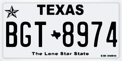 TX license plate BGT8974