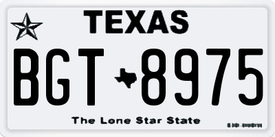 TX license plate BGT8975