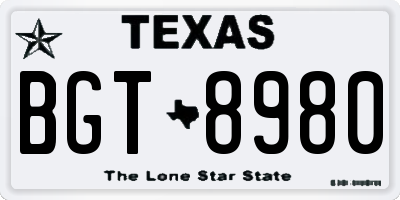 TX license plate BGT8980