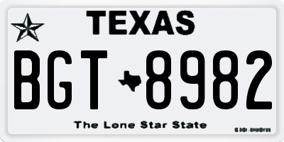 TX license plate BGT8982