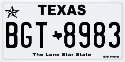 TX license plate BGT8983