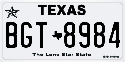 TX license plate BGT8984