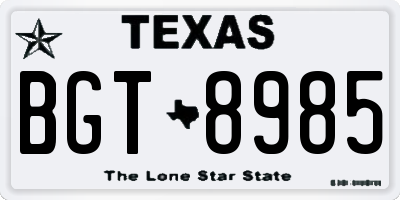 TX license plate BGT8985