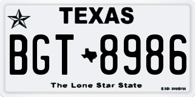 TX license plate BGT8986