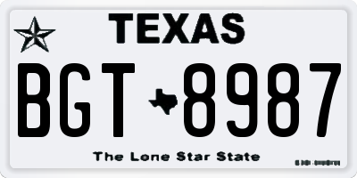 TX license plate BGT8987