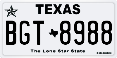 TX license plate BGT8988
