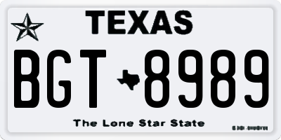 TX license plate BGT8989