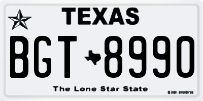 TX license plate BGT8990