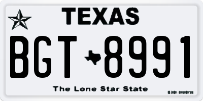 TX license plate BGT8991