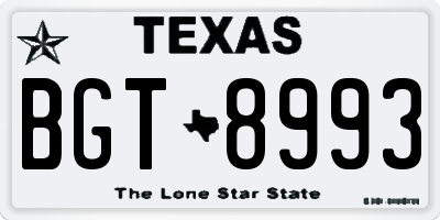 TX license plate BGT8993
