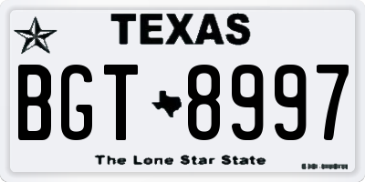 TX license plate BGT8997
