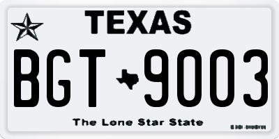 TX license plate BGT9003