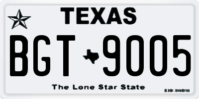 TX license plate BGT9005