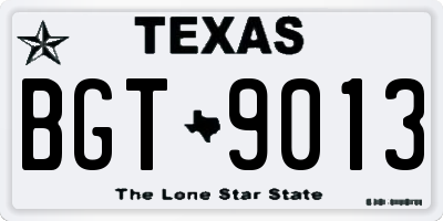 TX license plate BGT9013