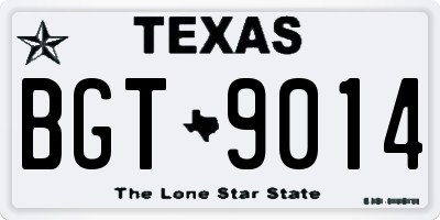 TX license plate BGT9014