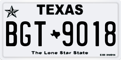 TX license plate BGT9018